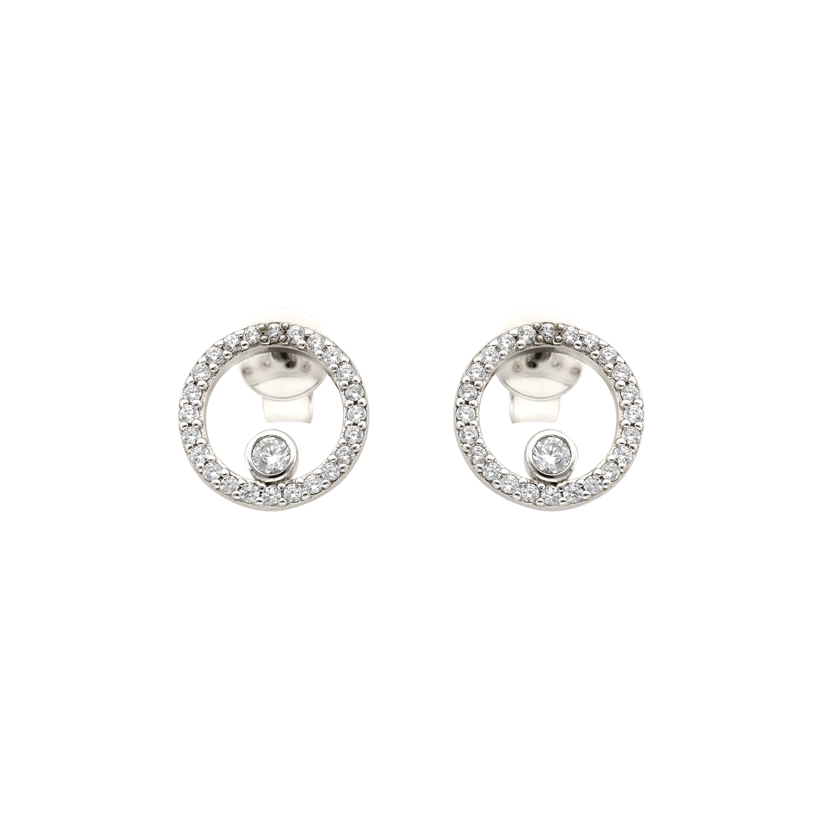 boucles d'oreilles rhodié cercle oxyde de zirconium et de zirconium intérieur