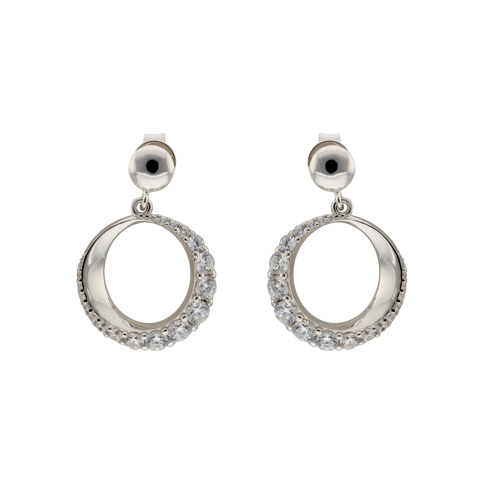 Boucles d'Oreilles Argent Pendentif cercle large sertie Zirconia Cubique