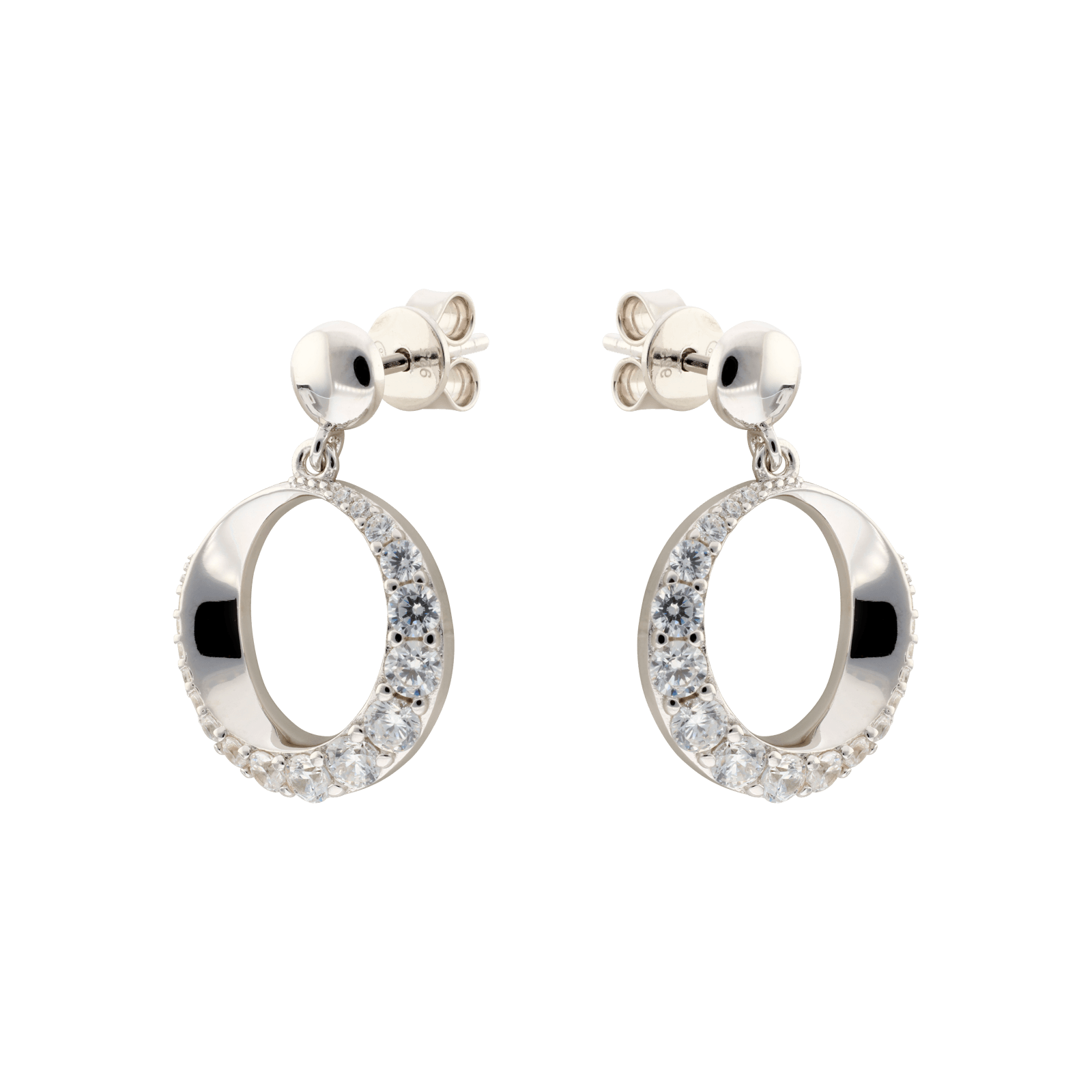 Boucles d'Oreilles Argent Pendentif cercle large sertie Zirconia Cubique
