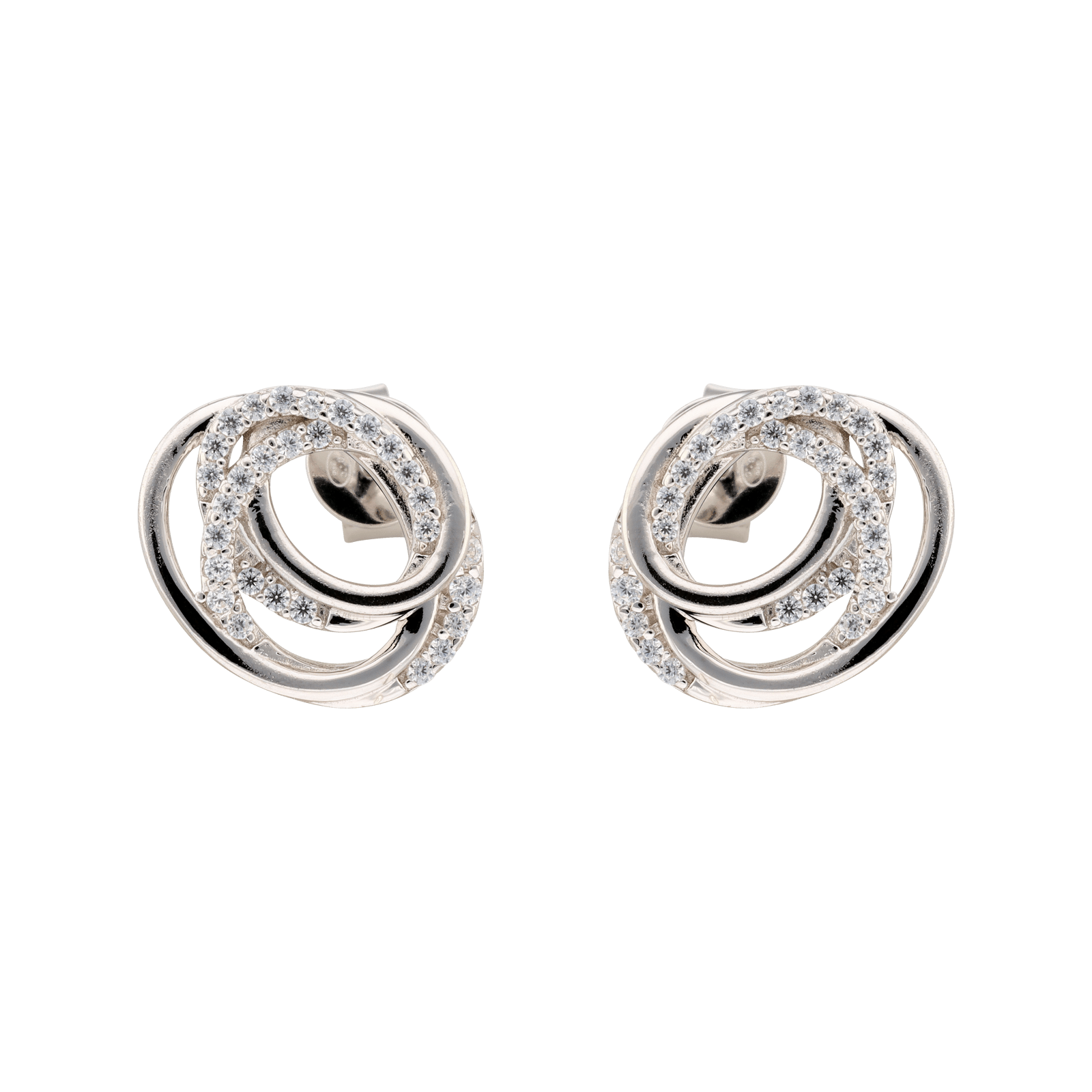 Boucles d'Oreilles Argent fantaisie Lisse et Zirconia Cubique
