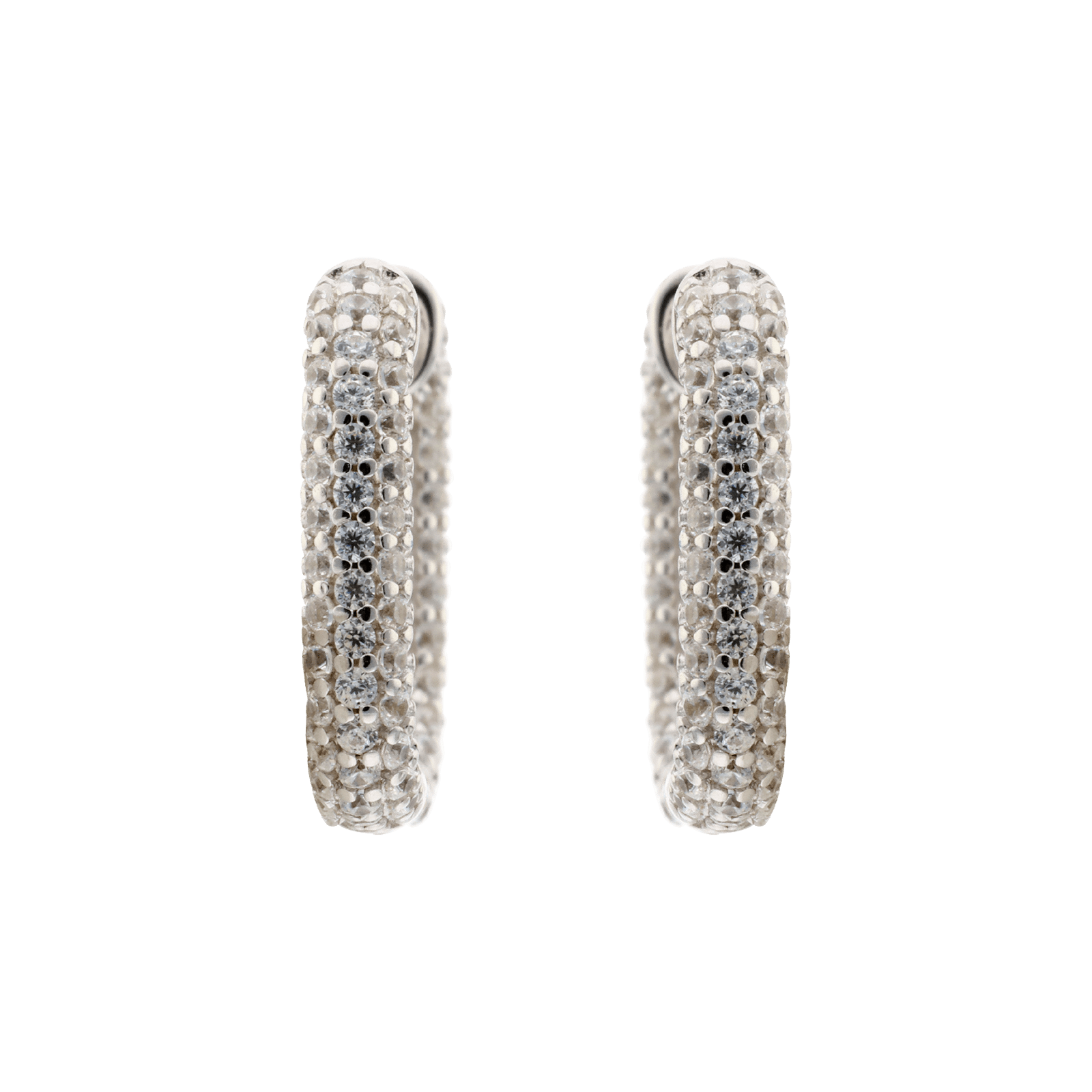 Créoles Argent carrées serties Zirconia Cubique