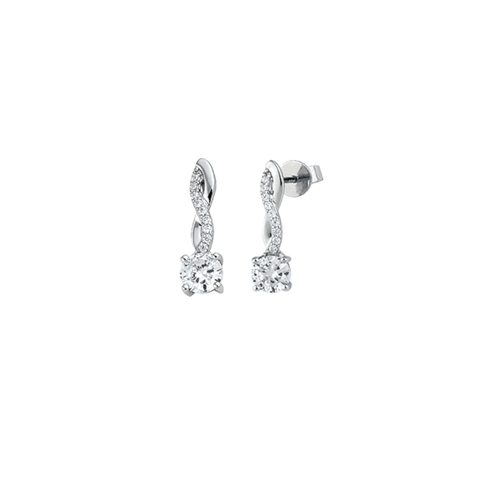 Boucles d'Oreilles Rhodié fantaisie Oxyde de Zirconium Centre 5 millimètres