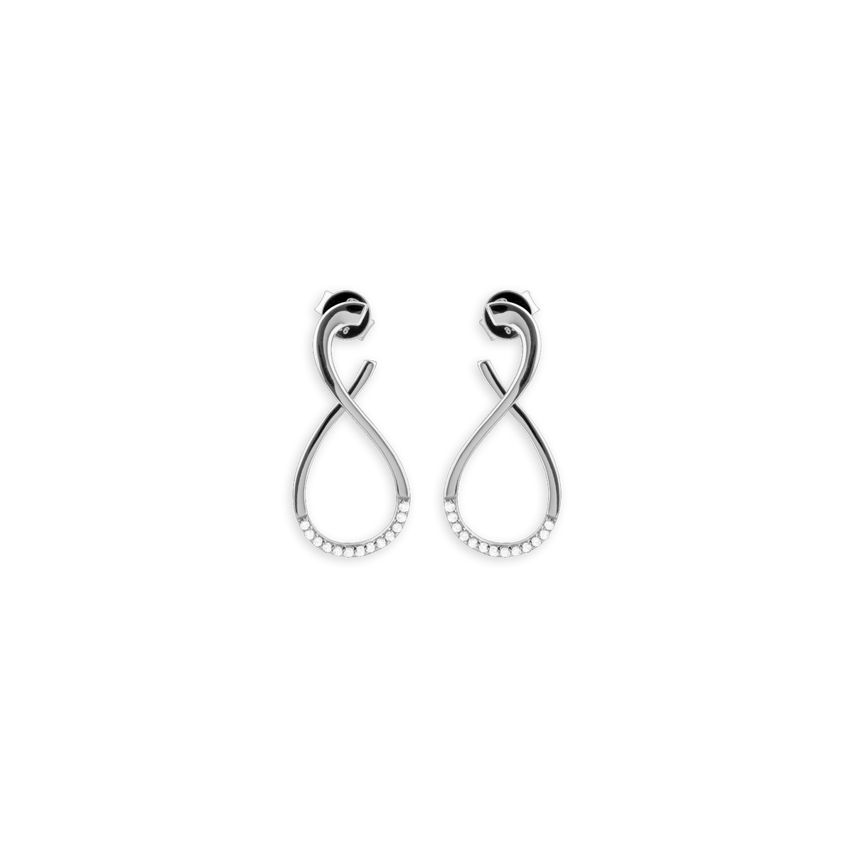 Boucles D'oreilles Argent 925 Rhodié Infini Zirconium 11.5*25mm