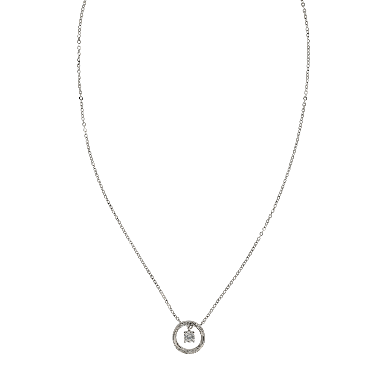 collier centre cercle sertie zirconia cubique