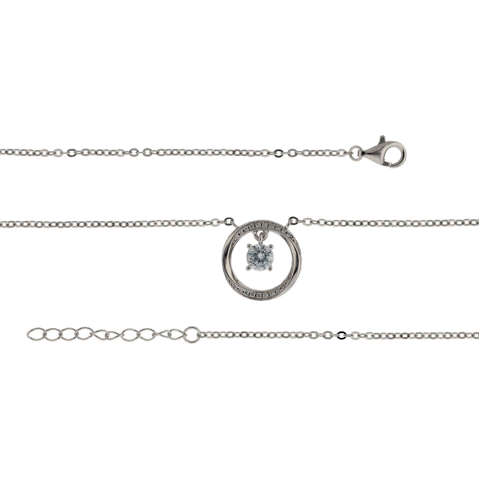 collier centre cercle sertie zirconia cubique