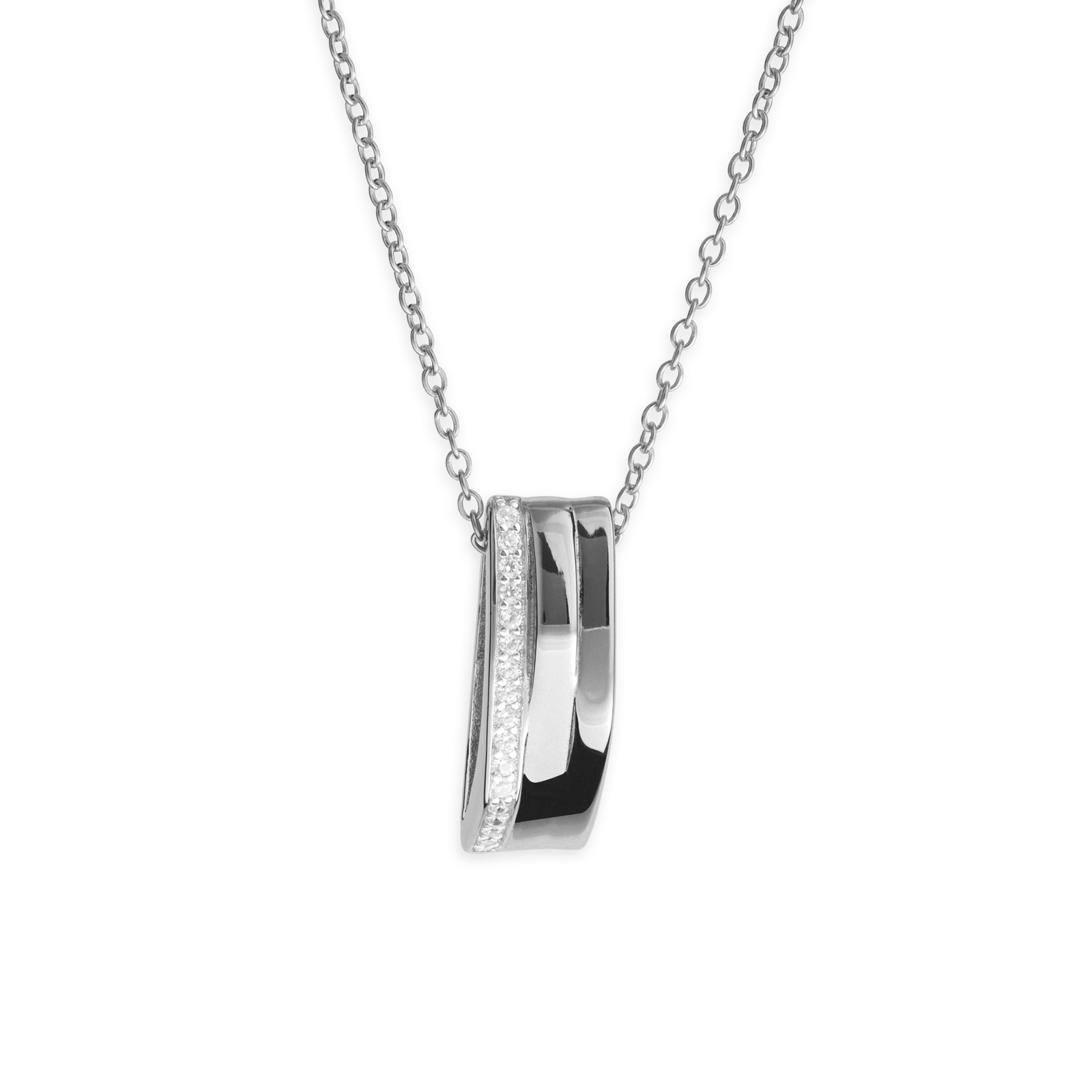Collier argent rhodié cœur zirconium
