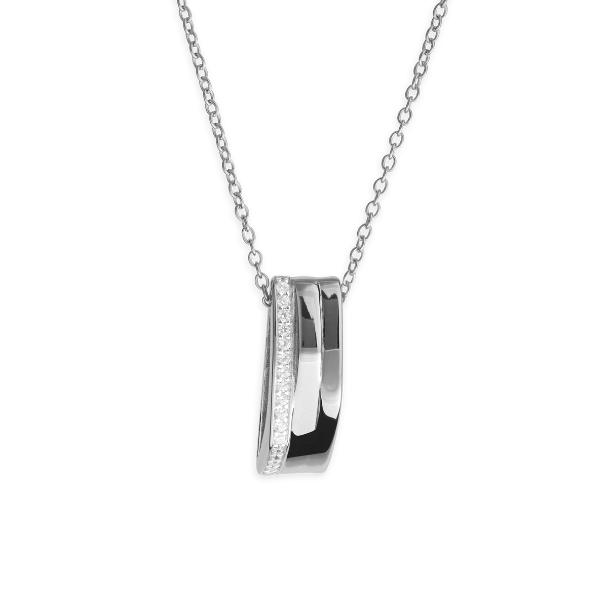 Collier Argent 925 Rhodié Coeur Zirconium 7.5mm Chaîne 42 à 45cm