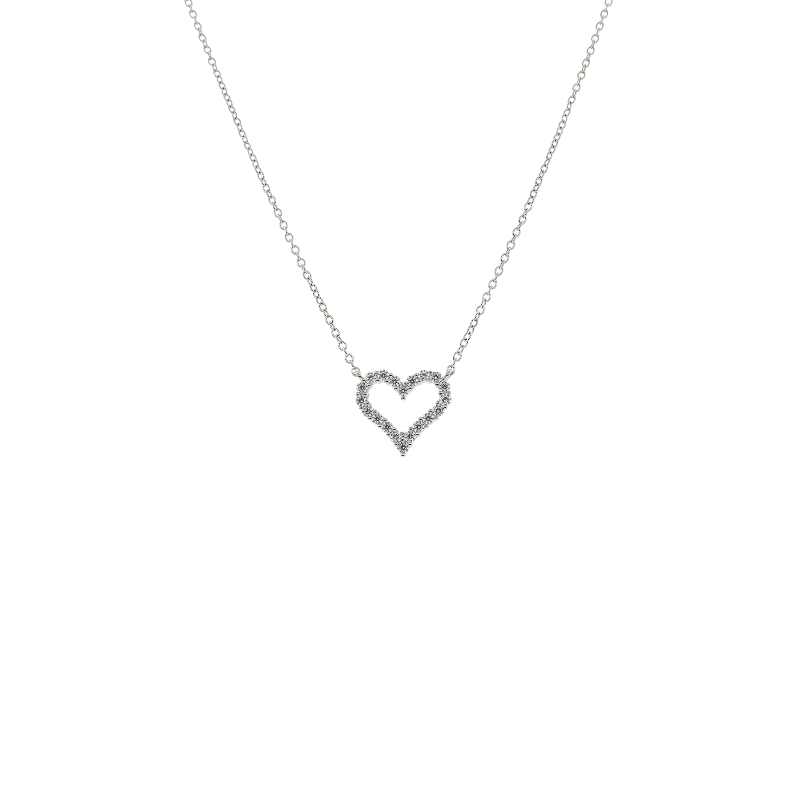 Collier Argent Rhodié Pendentif coeur sertie Oxyde de Zirconium