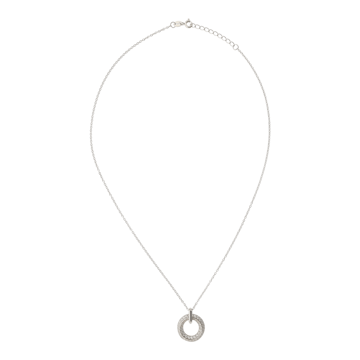 COLLIER ARGENT PENDENTIF CERCLE SERTI
