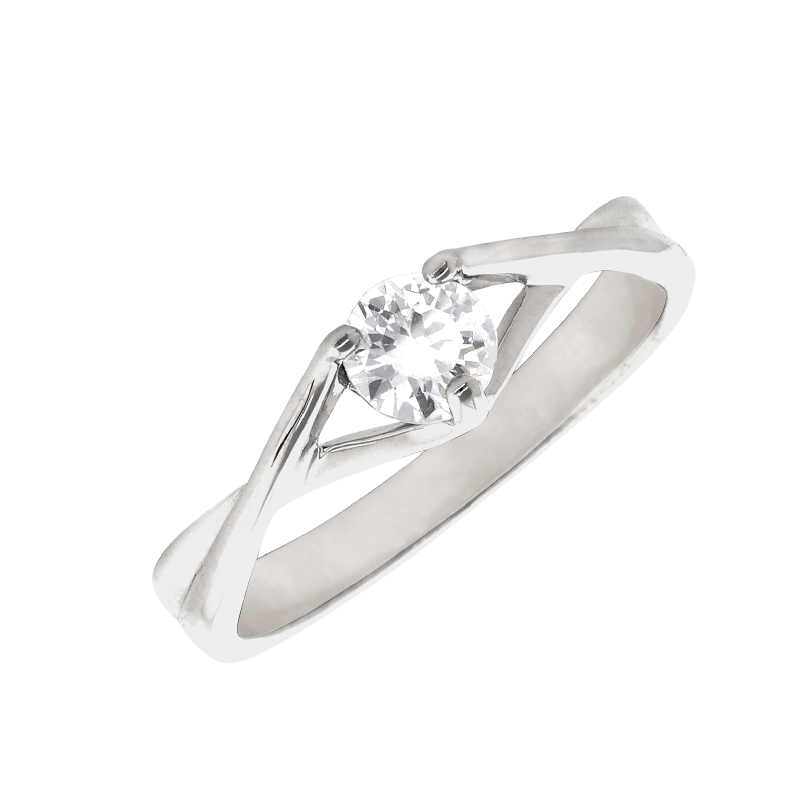 solitaire Argent Rond Centre Oxyde de Zirconium