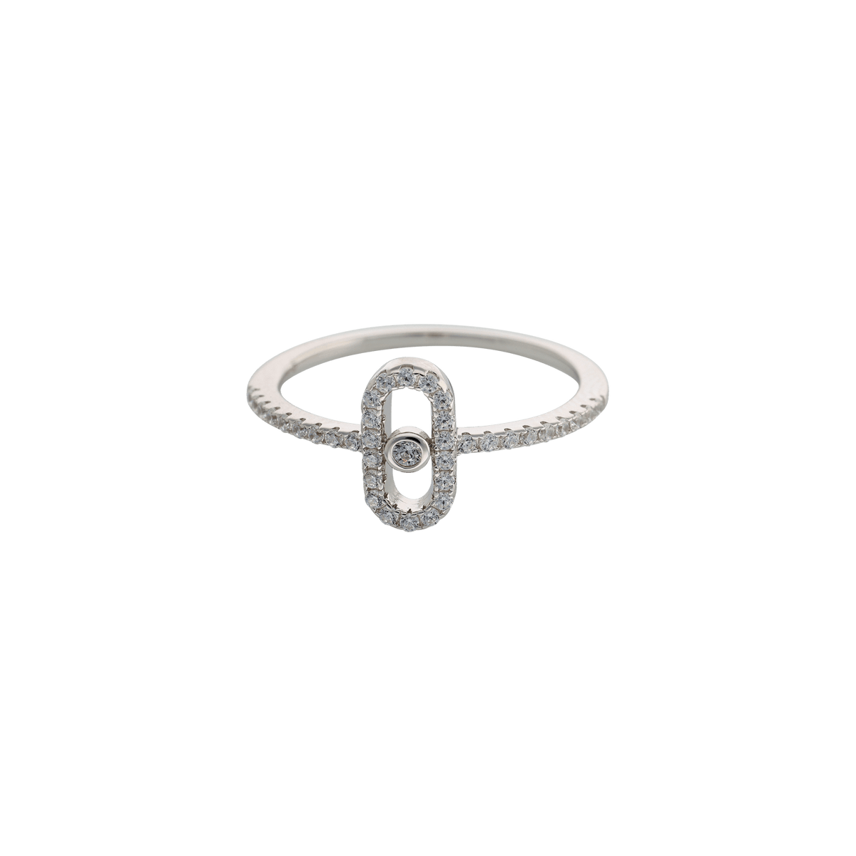 Bague argent - Centre ovale serti oxydes de zirconium — taille 52