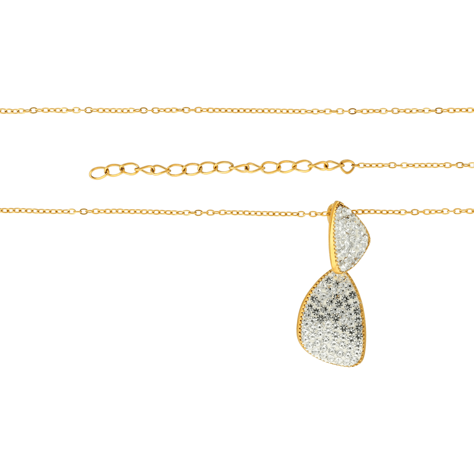 Collier Callas Acier doré Pendentif fantaisie Cristal Preciosa
