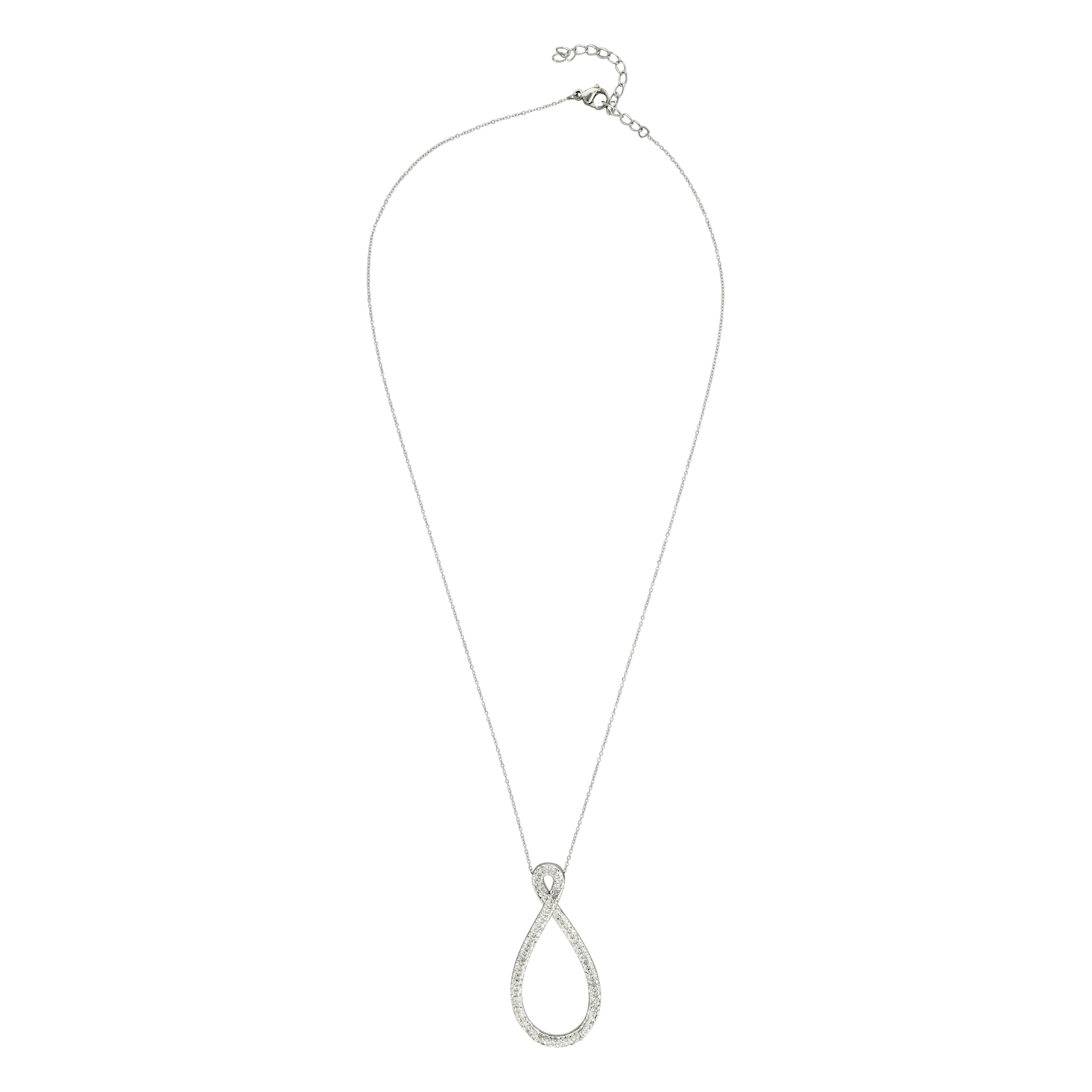 Collier Callas Acier Pendentif Infini fantaisie Cristal Preciosa