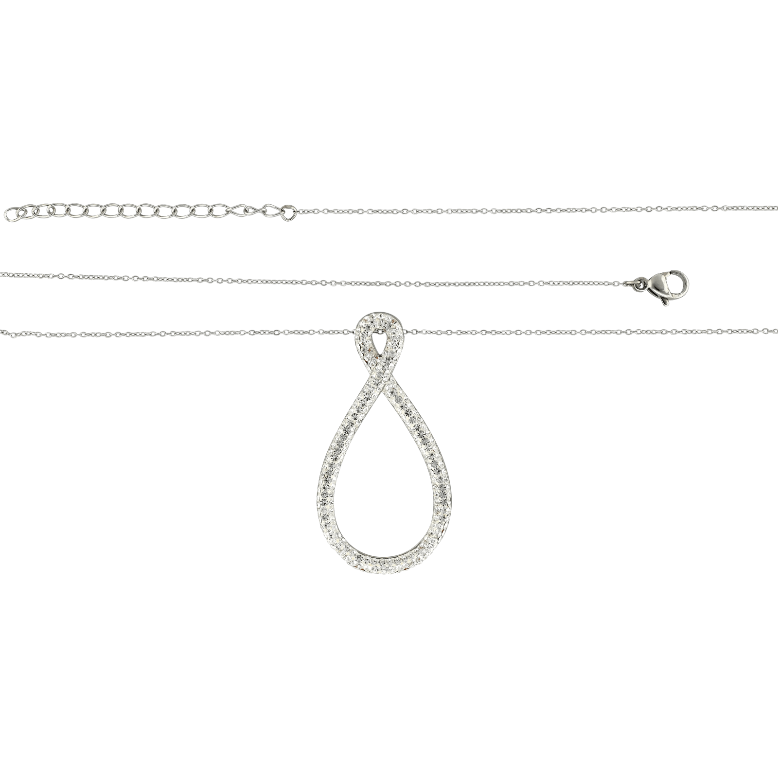 Collier Callas Acier Pendentif Infini fantaisie Cristal Preciosa