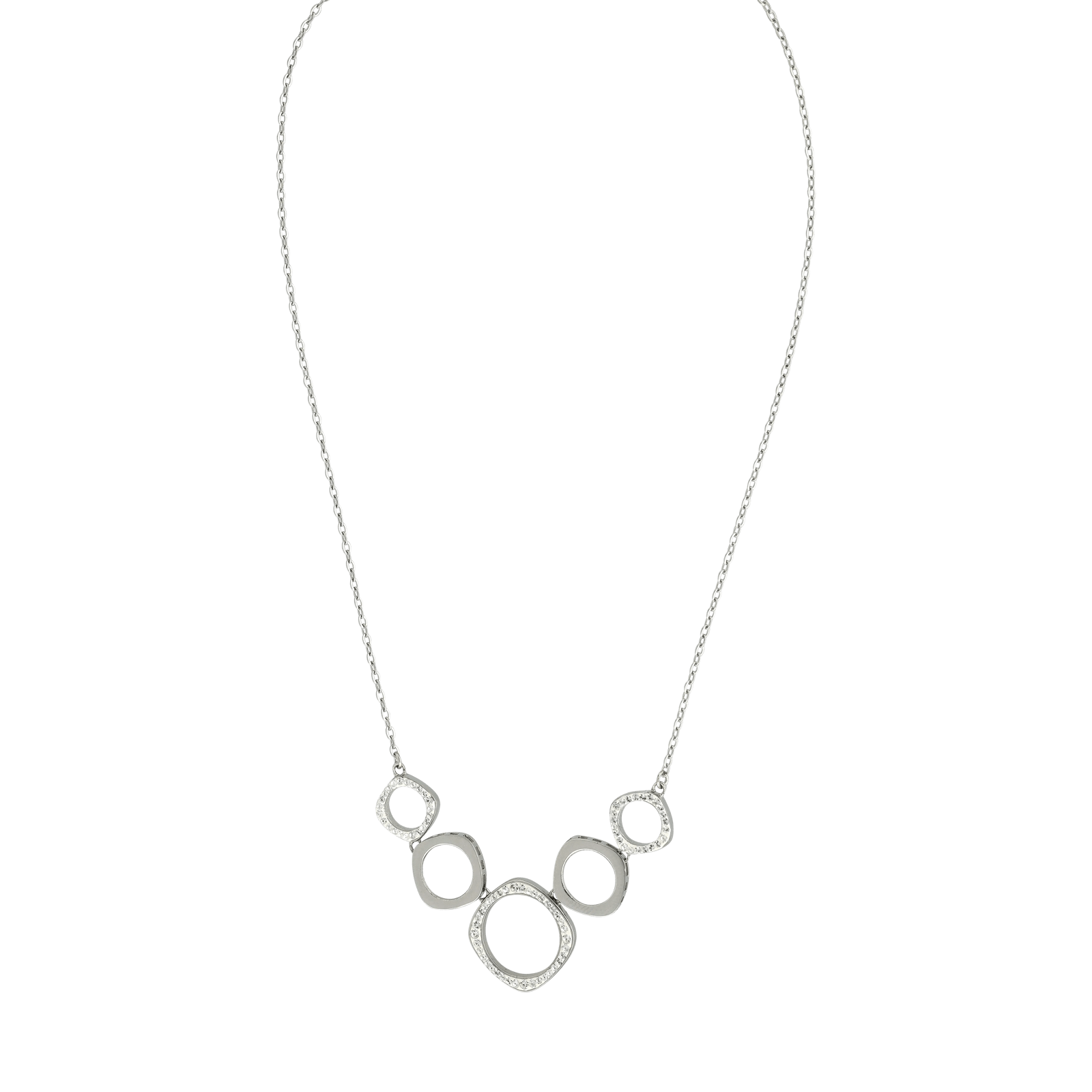 Collier Callas Acier maillons géométrique ajouré Cristal Preciosa