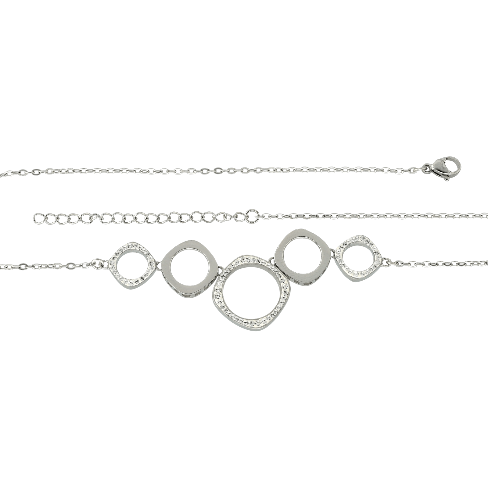 Collier Callas Acier maillons géométrique ajouré Cristal Preciosa