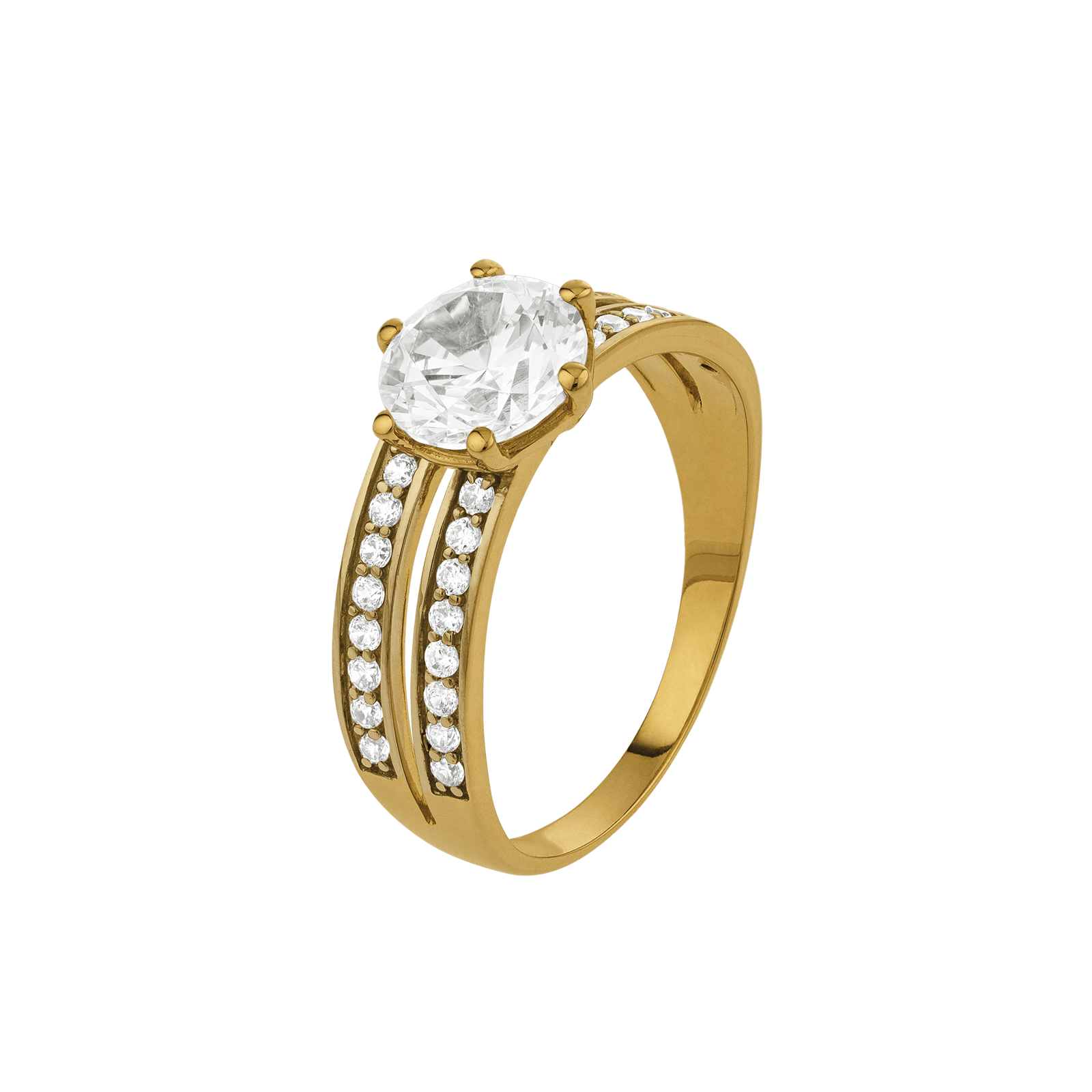 Demi-alliance sertie, oxydes — Or 9 carats, taille 56