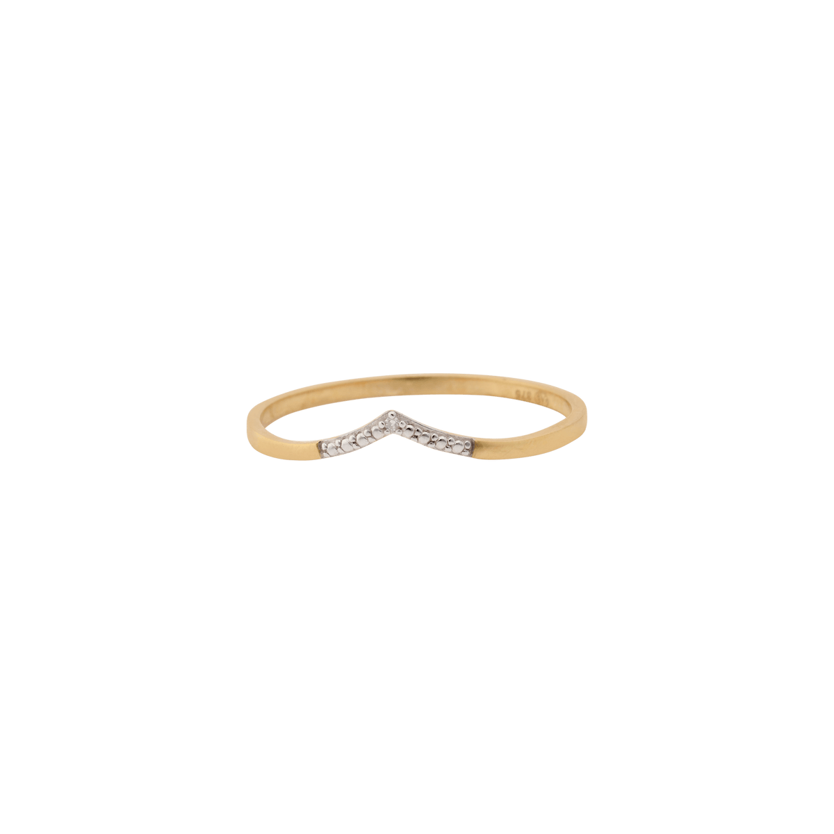 Bague en V, pavage 1 diamant — Or 9 carats, taille 54