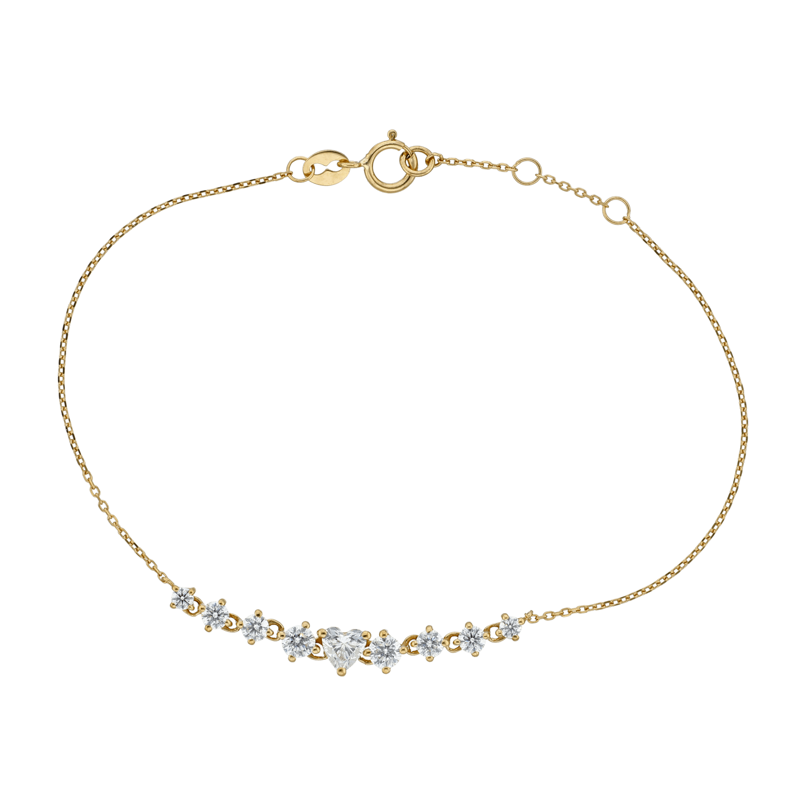 Bracelet fantaisie centre cœurs or375