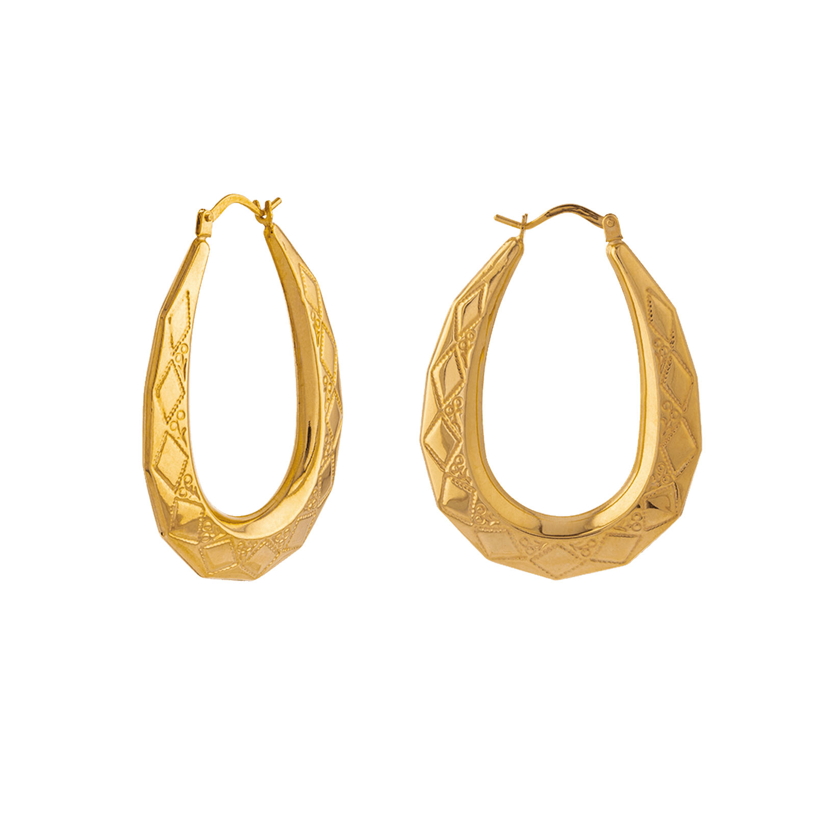 créoles or 9 carats ovales 29.5*40mm motif fantaisie