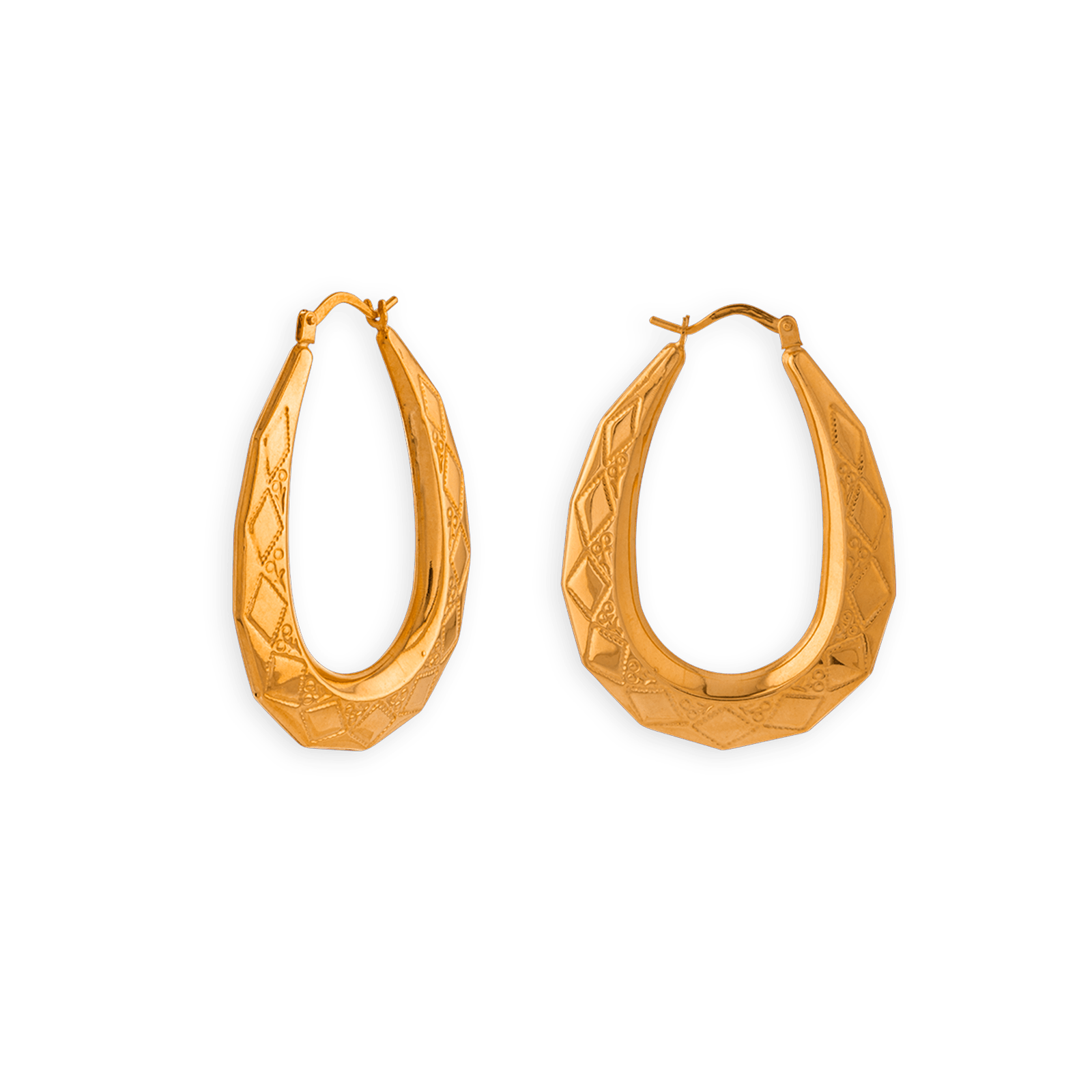 créoles or 9 carats ovales 29.5*40mm motif fantaisie