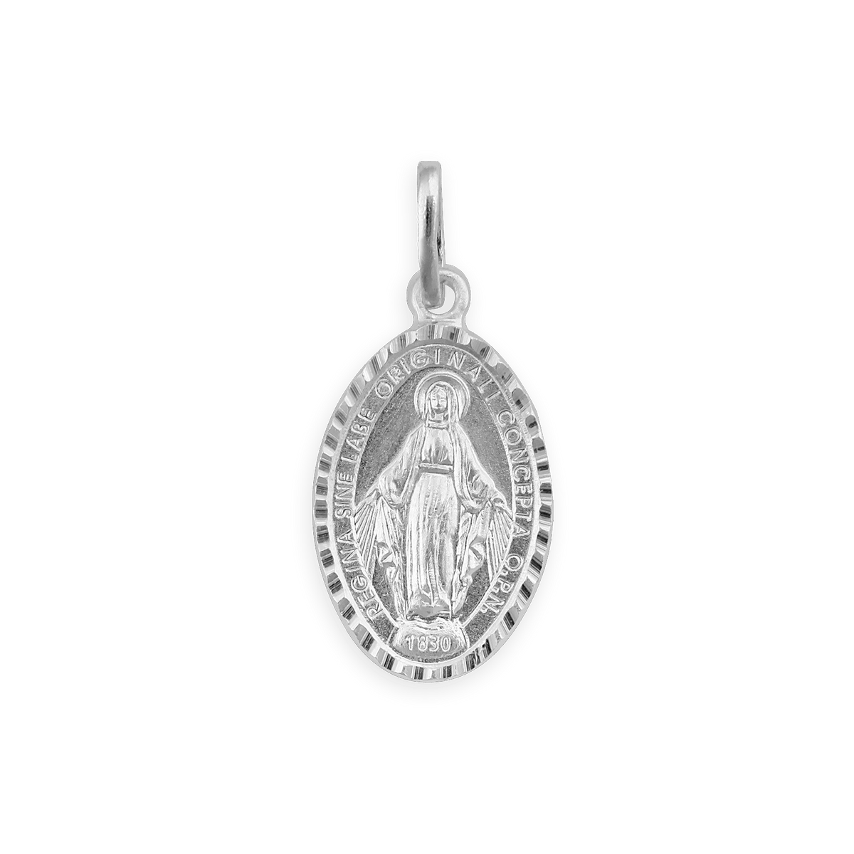 Médaille Miraculeuse Argent 925 Ovale Diamantée 15*30mm Avec Bélière