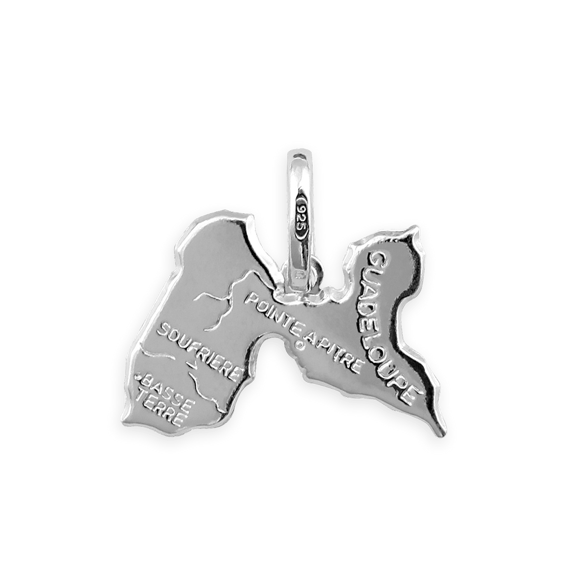 Pendentif Argent 925 Carte Guadeloupe 19*21mm Avec Bélière
