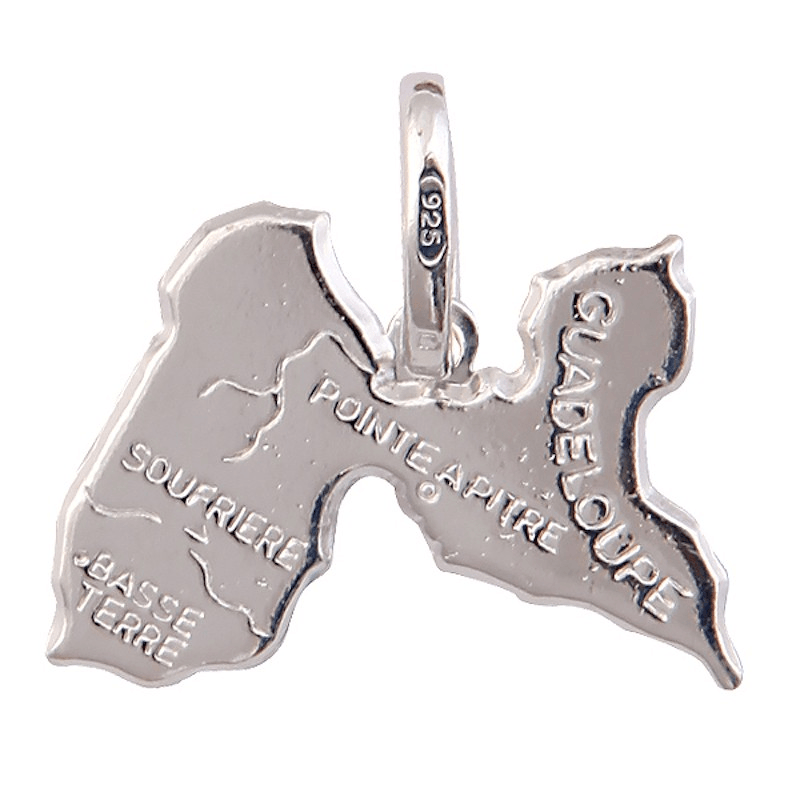 Pendentif Argent 925 Carte Guadeloupe 19*21mm Avec Bélière
