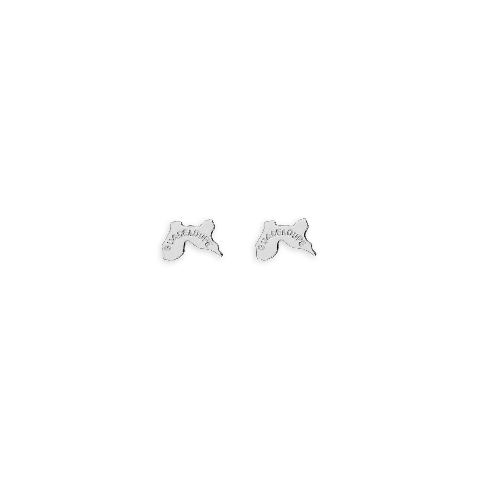 Boucles D'oreilles Argent925 Puces Carte Guadeloupe 8.5*6mm
