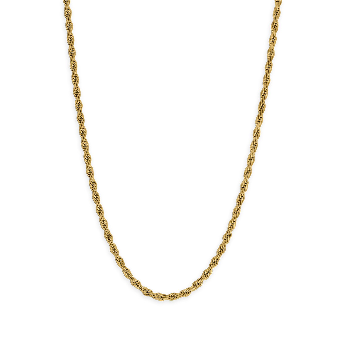 Collier Acier Jaune Maille Corde 4mm 60cm