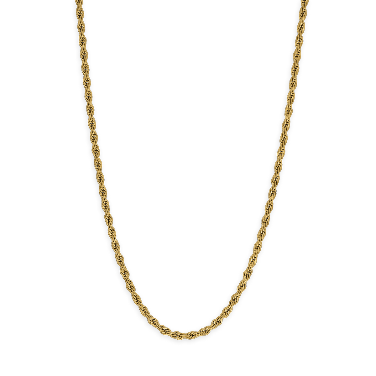 Collier Acier Jaune Maille Corde 4mm 70cm
