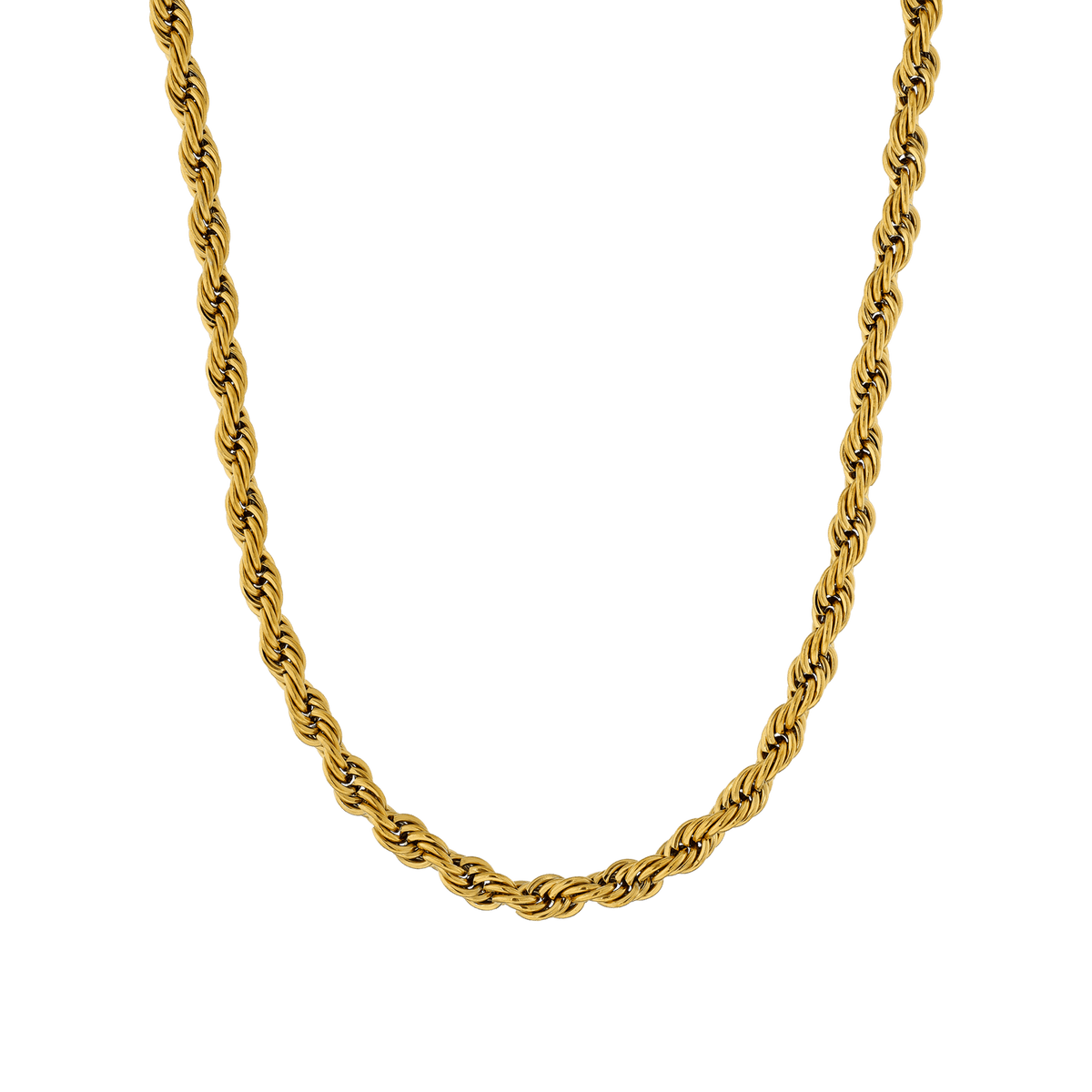 Collier Acier Jaune Maille Corde 6mm 70cm