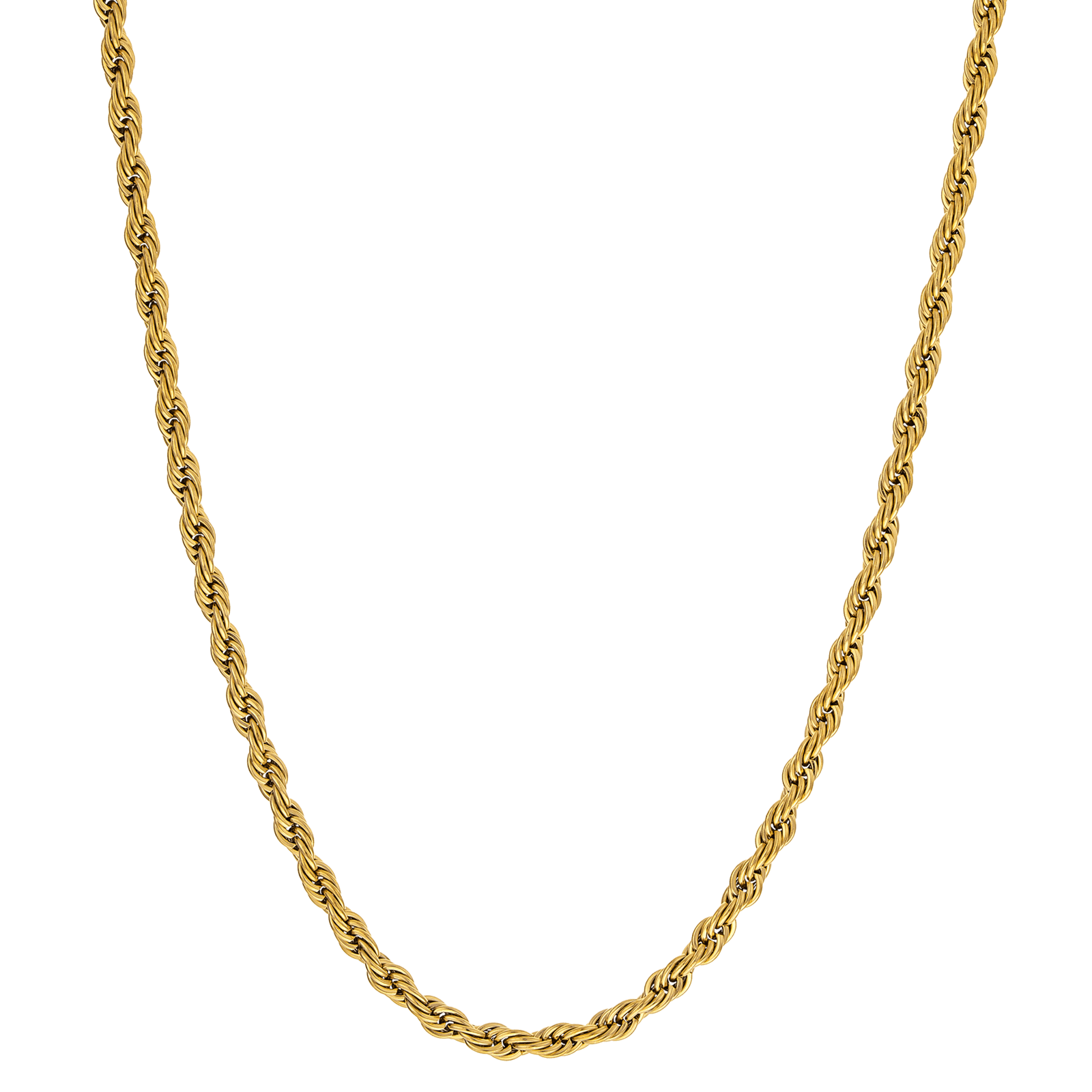 Collier Acier Jaune Maille Corde 6mm 80cm