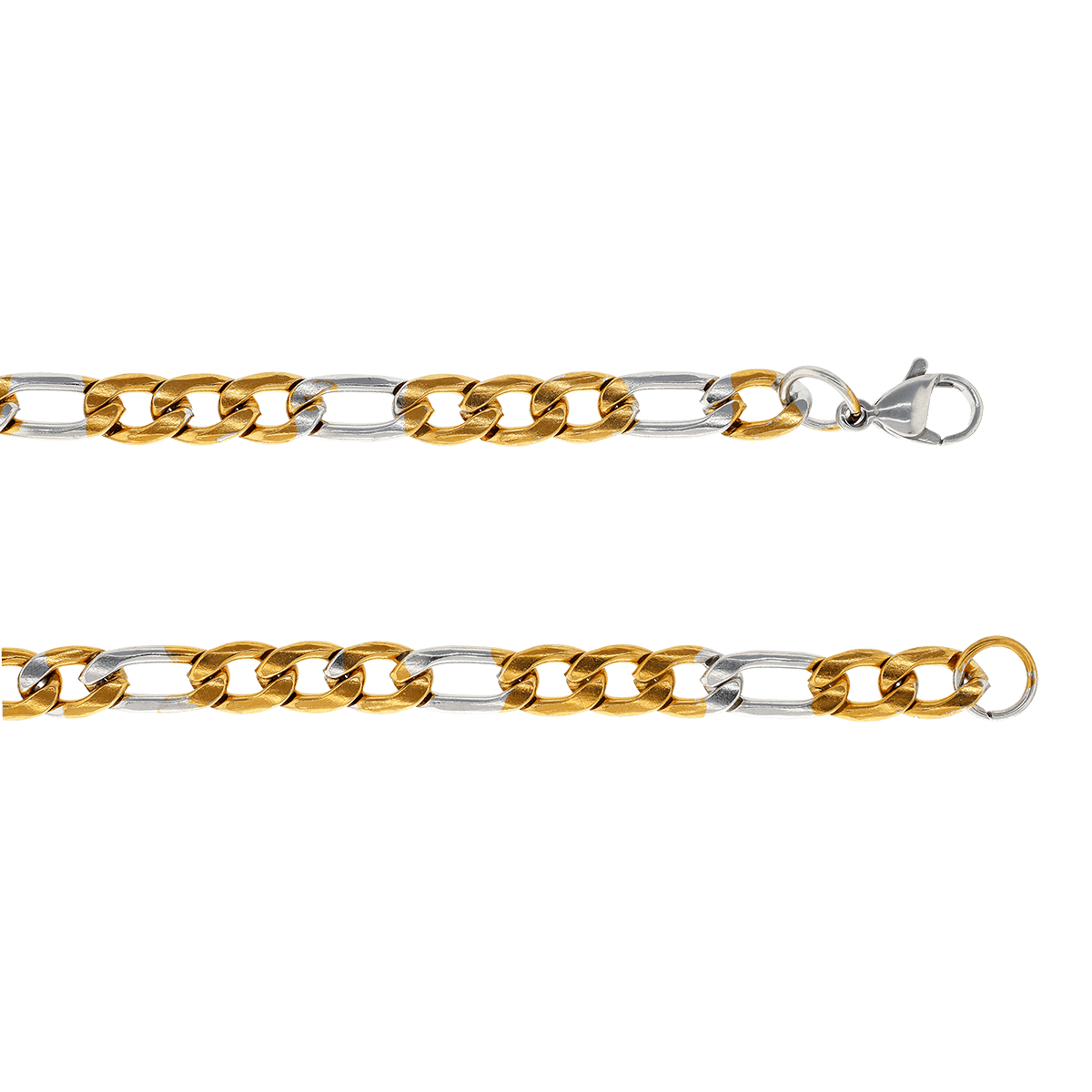 Bracelet Callas en acier bicolore maille alternée un pour trois de 6,5 mm, 19 cm