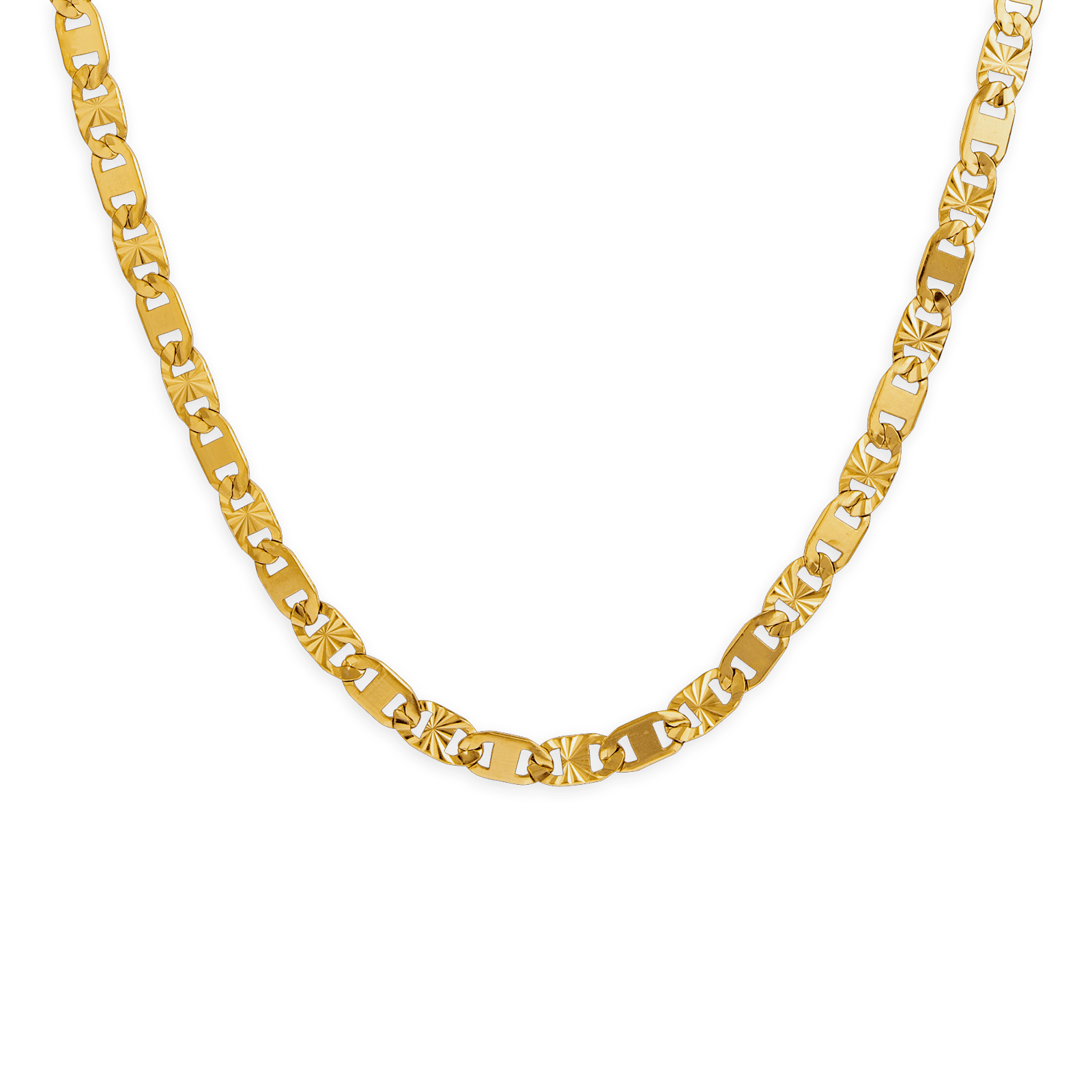 Collier acier jaune maille plate