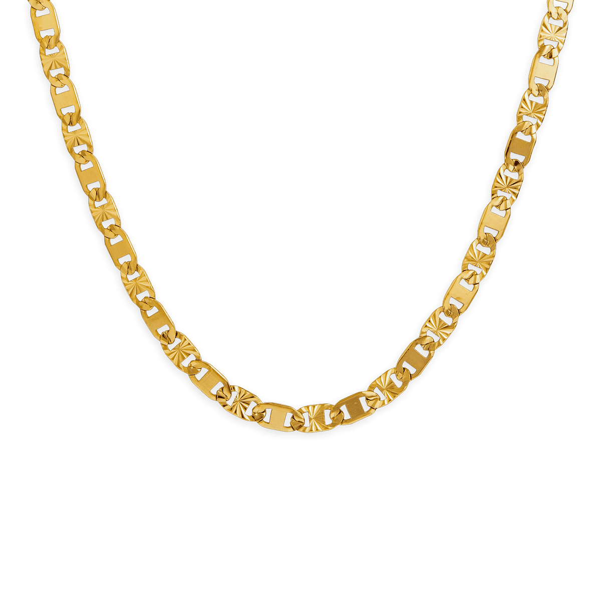 Collier Acier Jaune Maille Plate Fantaisie 5mm 50cm