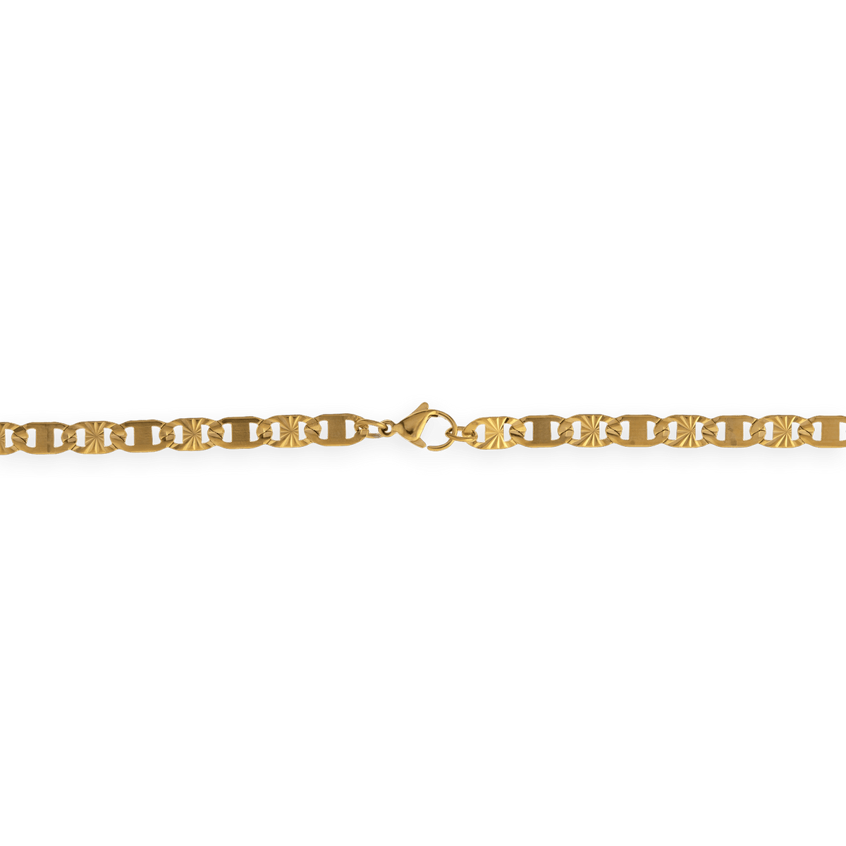 Collier Acier Jaune Maille Plate Fantaisie 5mm 50cm