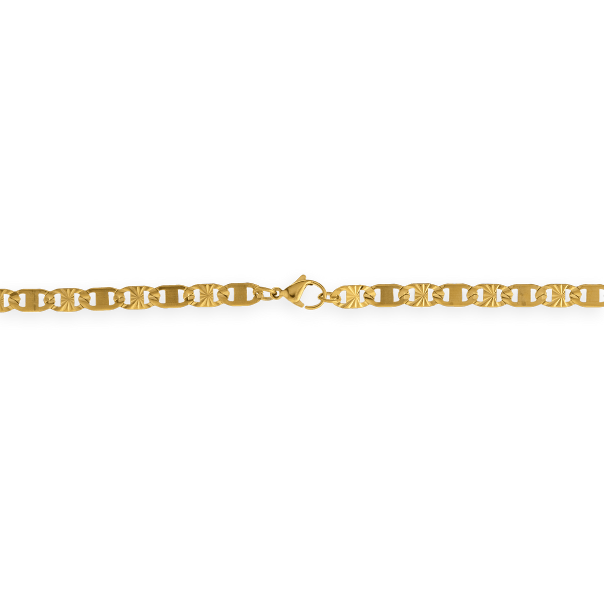 Collier Acier Jaune Maille Plate Fantaisie 5mm 50cm