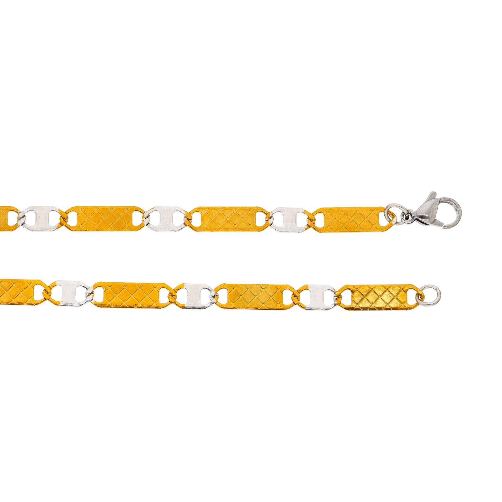 fantaisie alternée maille acier et acier doré 60cm
