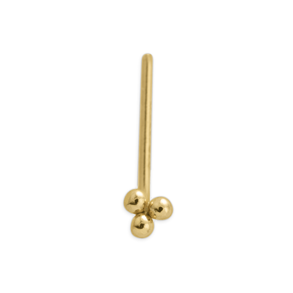 Piercing Nez Or 375 8mm Tige L 3 Boules 2mm