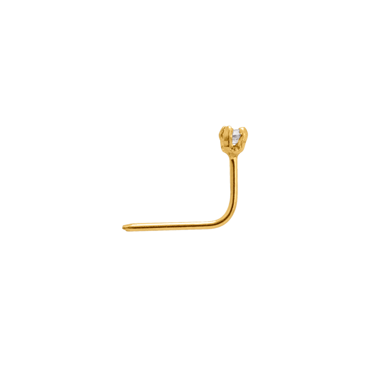 Piercing Nez Or 375 6mm Tige Courbée Zirconium 1.5mm Griffes