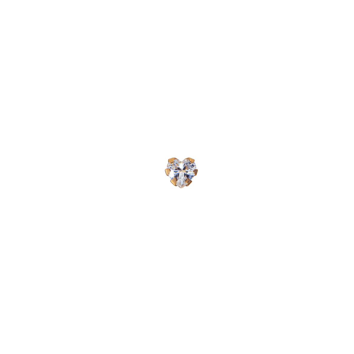 Piercing Cartilage Or 375 9mm Cœur Zircon 3.5mm Griffes Tige 8mm 1.2mm
