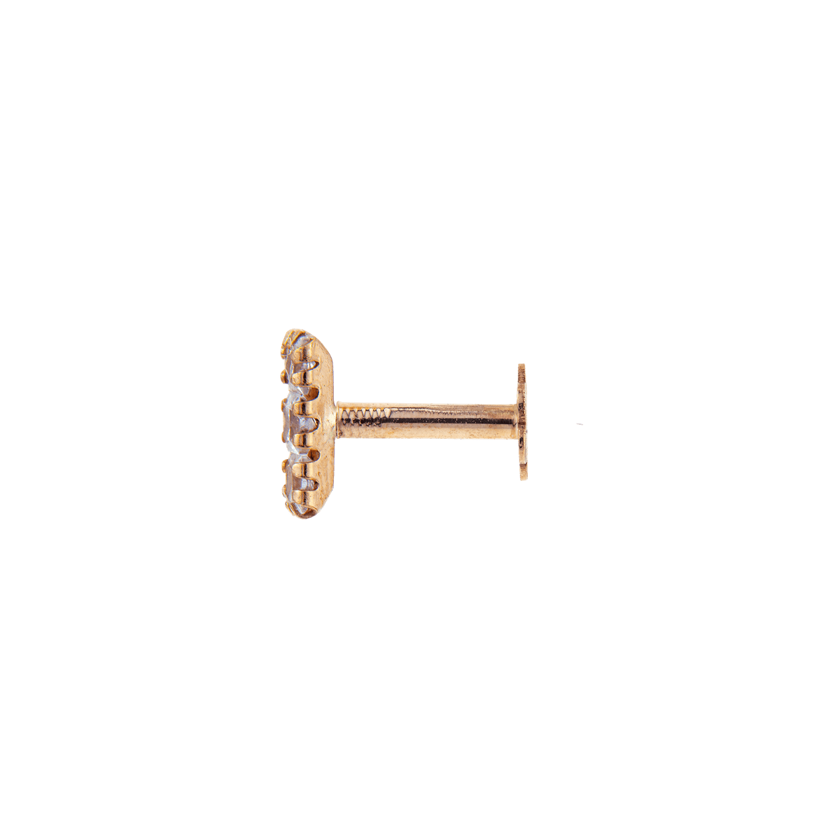 Piercing Tragus Or 375 8.4mm Zircons 6.5*2.5mm Tige 6mm 1.2mm