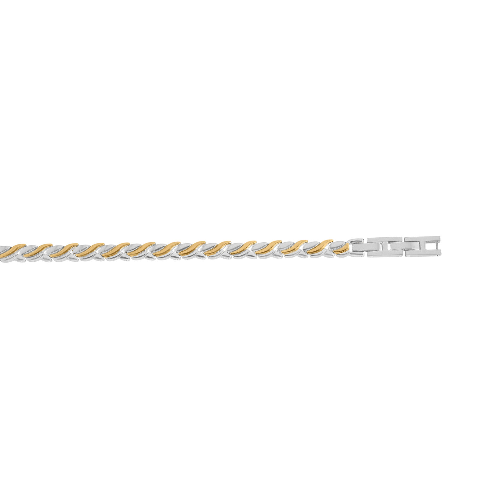 Collier Callas en acier bicolore maille plate, 43 cm