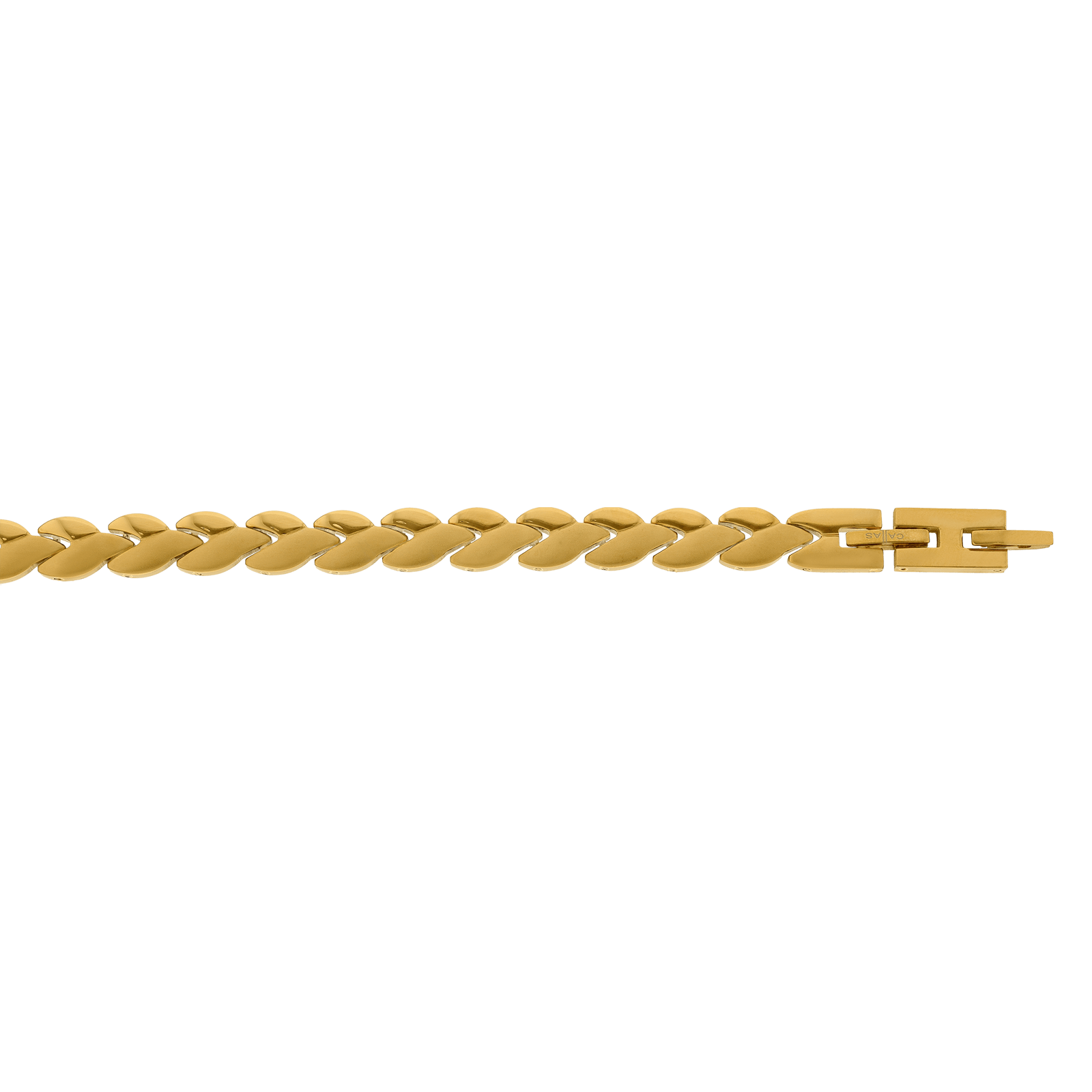 Collier Callas en acier doré maille feuille, 43 cm