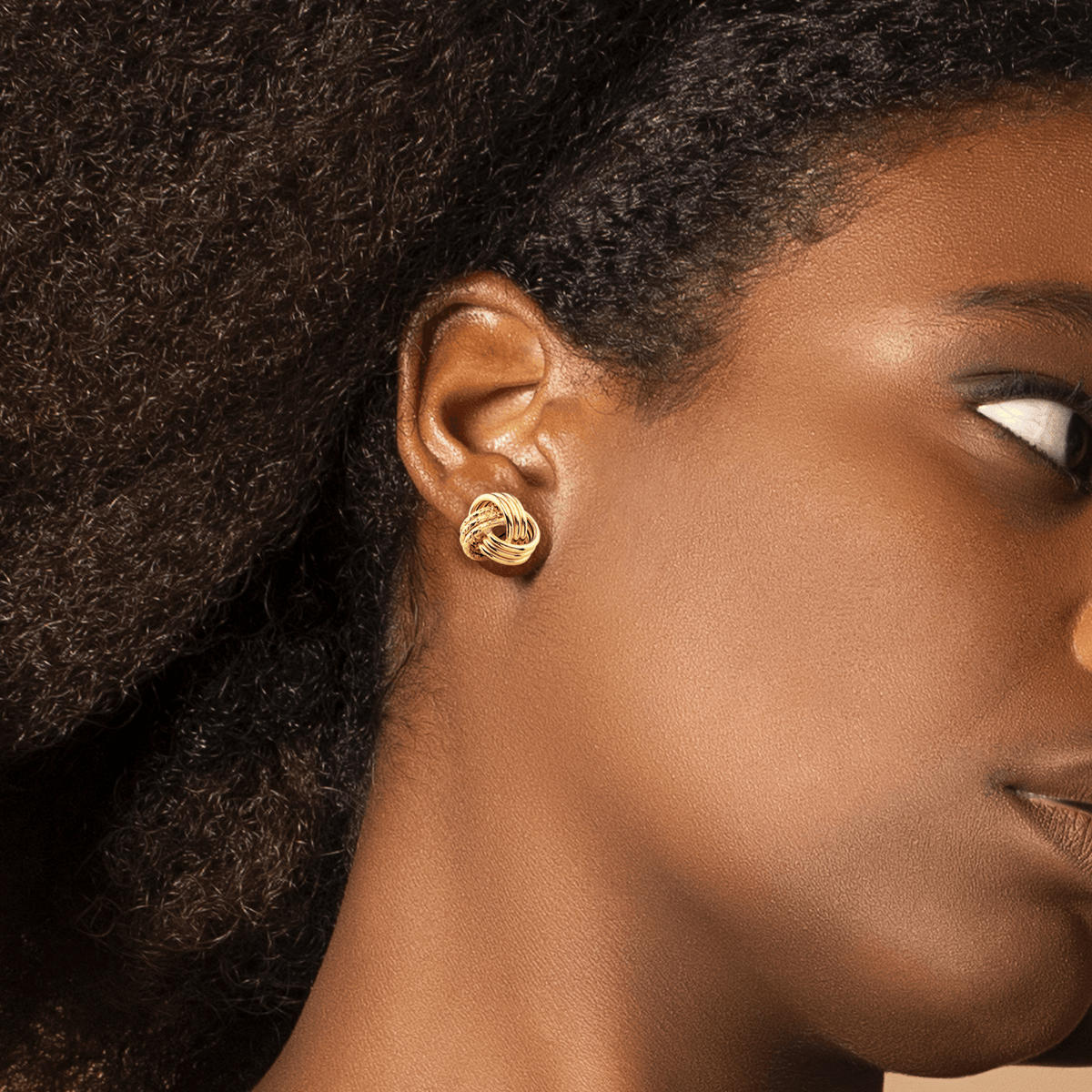 Boucles D'oreilles Or 750 Nœud Lisse Diamanté 11mm