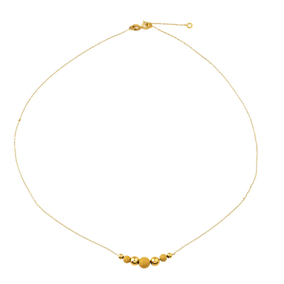 Collier blé alterné lisse et laser trois-quatre-cinq-six millimètres 42 plus 3 centimètres