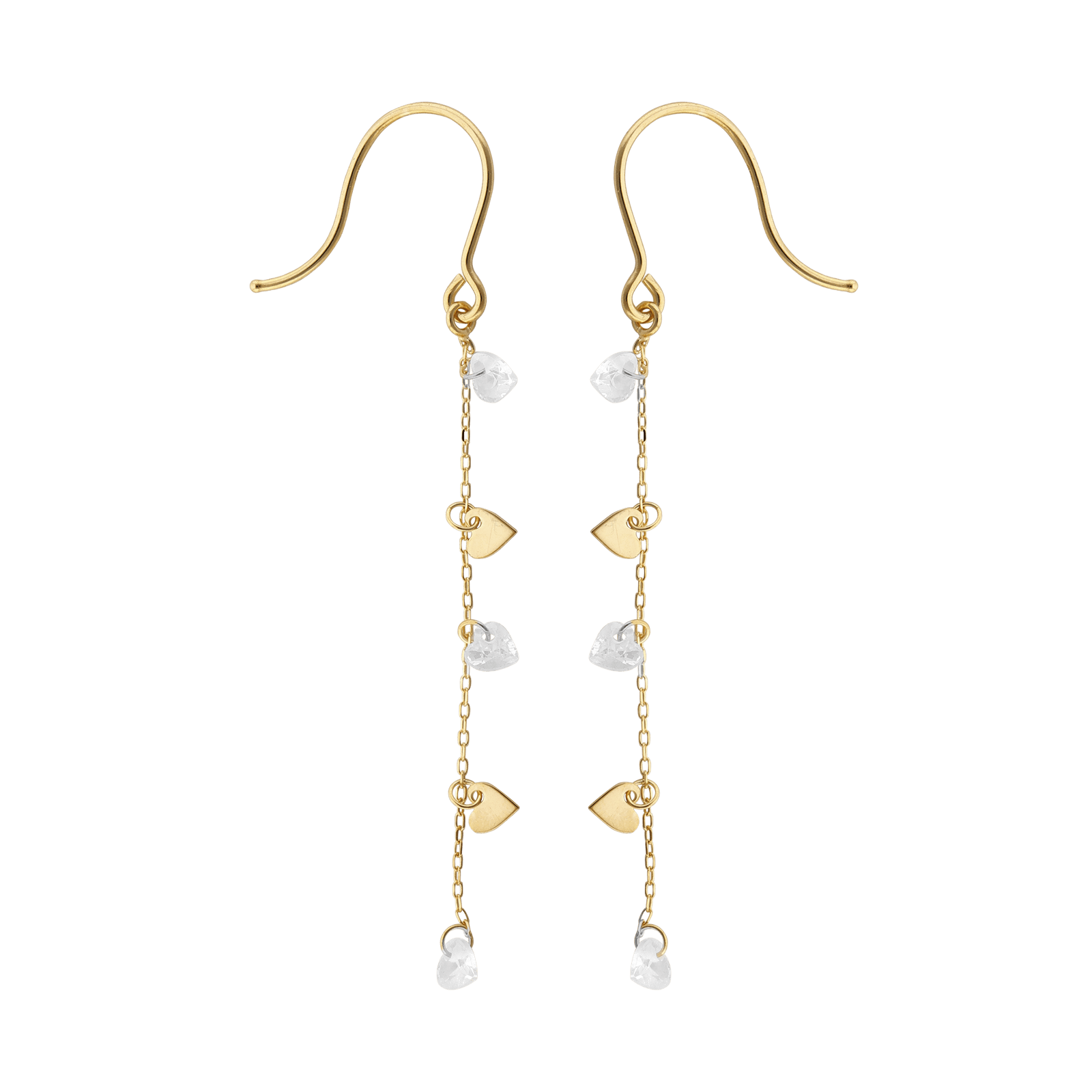 Boucles d'Oreilles Callas Pendentif coeurs oxydés et coeurs lisses