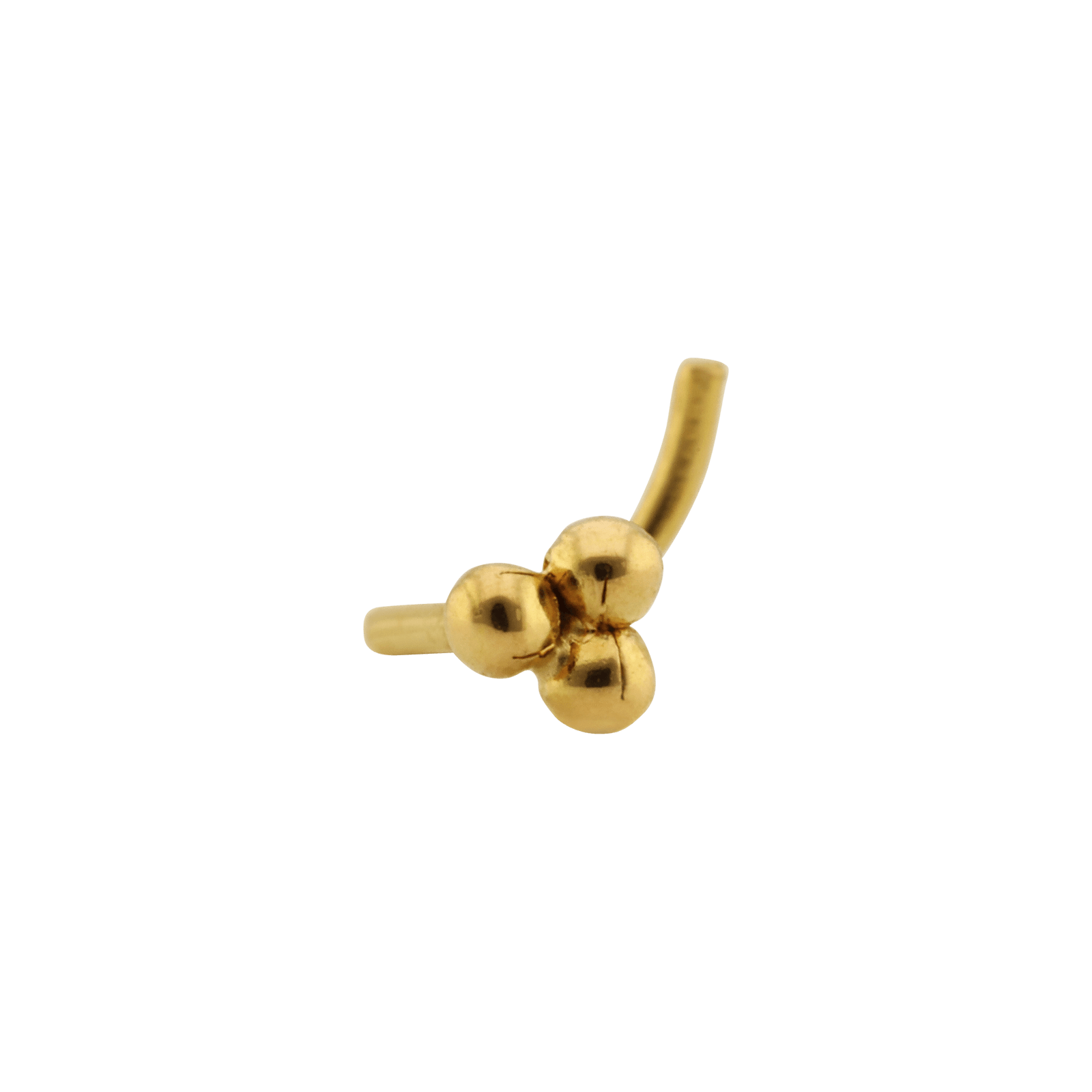 piercing nez or 18 carats Or Jaune trois boules en triangle