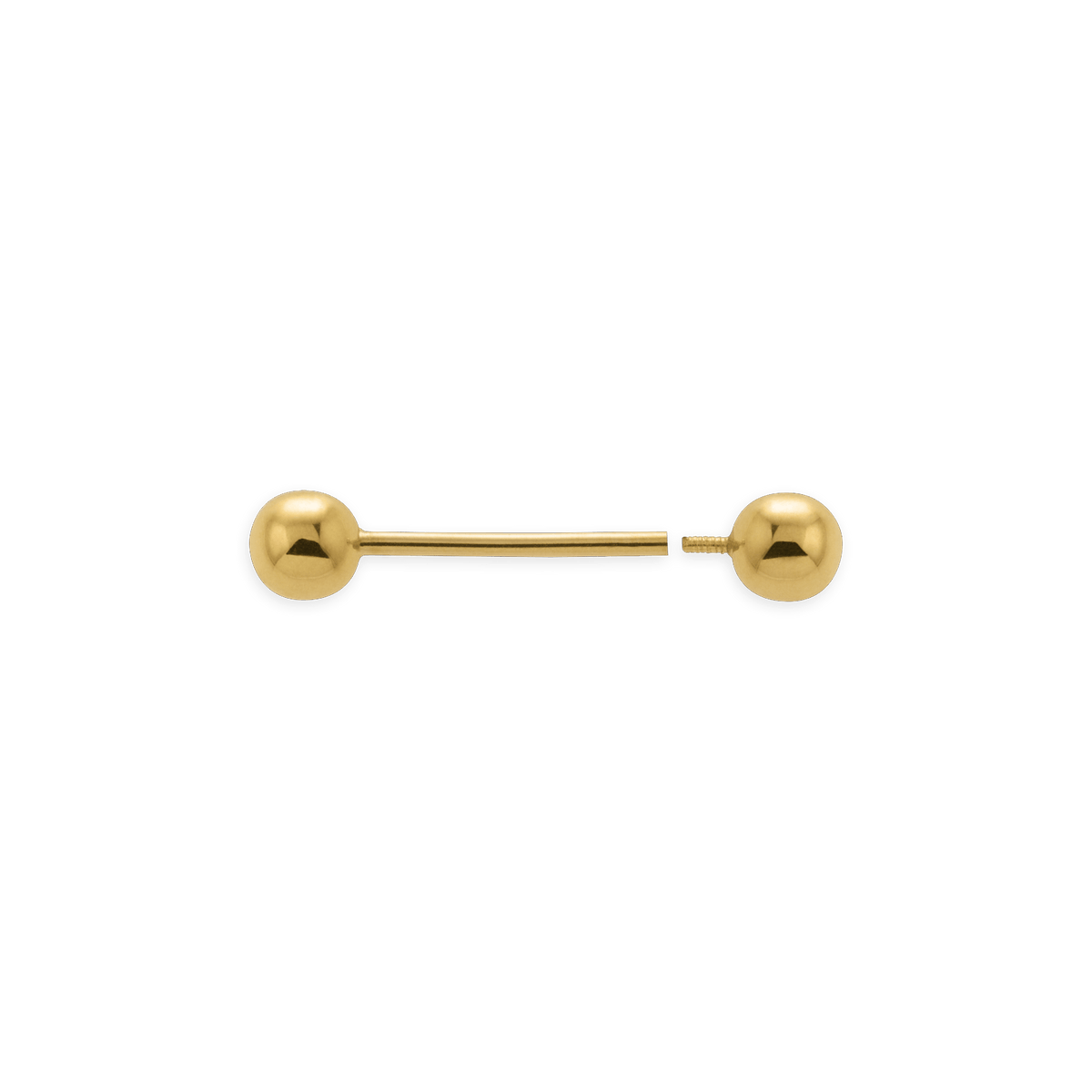 Piercing Langue Or 750 24.7mm Boule creuse 5mm Tige 14mm 1.2mm